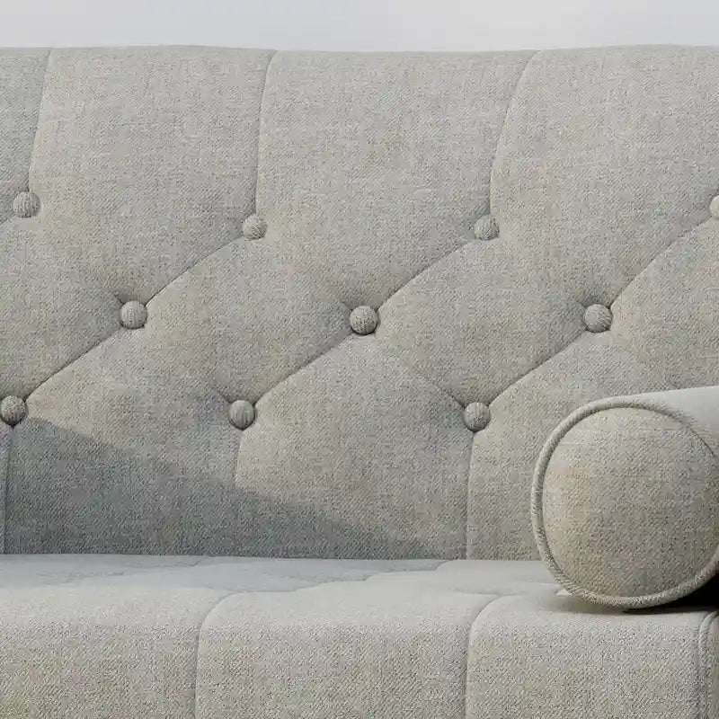 Mid-Century Modern Fabric Club Chair with Accent Bolster Pillows