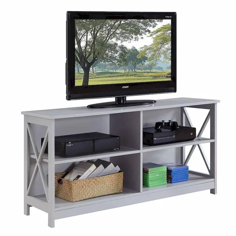 TV Stand with Shelves Open Storage 5-Tier X-Frame Media Console