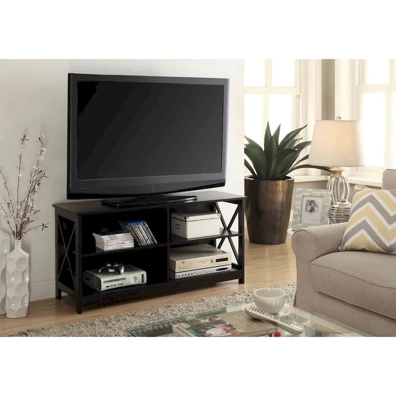 TV Stand with Shelves Open Storage 5-Tier X-Frame Media Console