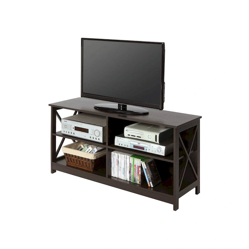 TV Stand with Shelves Open Storage 5-Tier X-Frame Media Console
