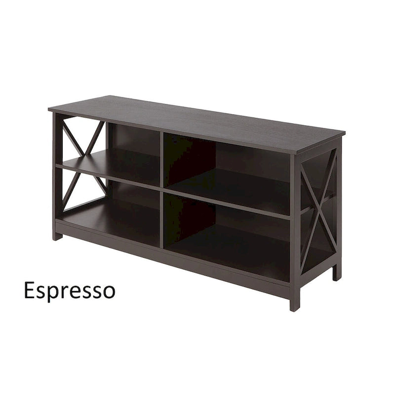 TV Stand with Shelves Open Storage 5-Tier X-Frame Media Console