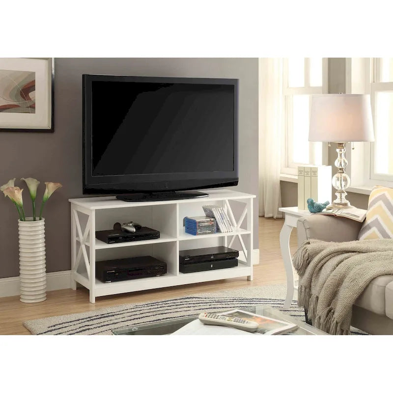 TV Stand with Shelves Open Storage 5-Tier X-Frame Media Console