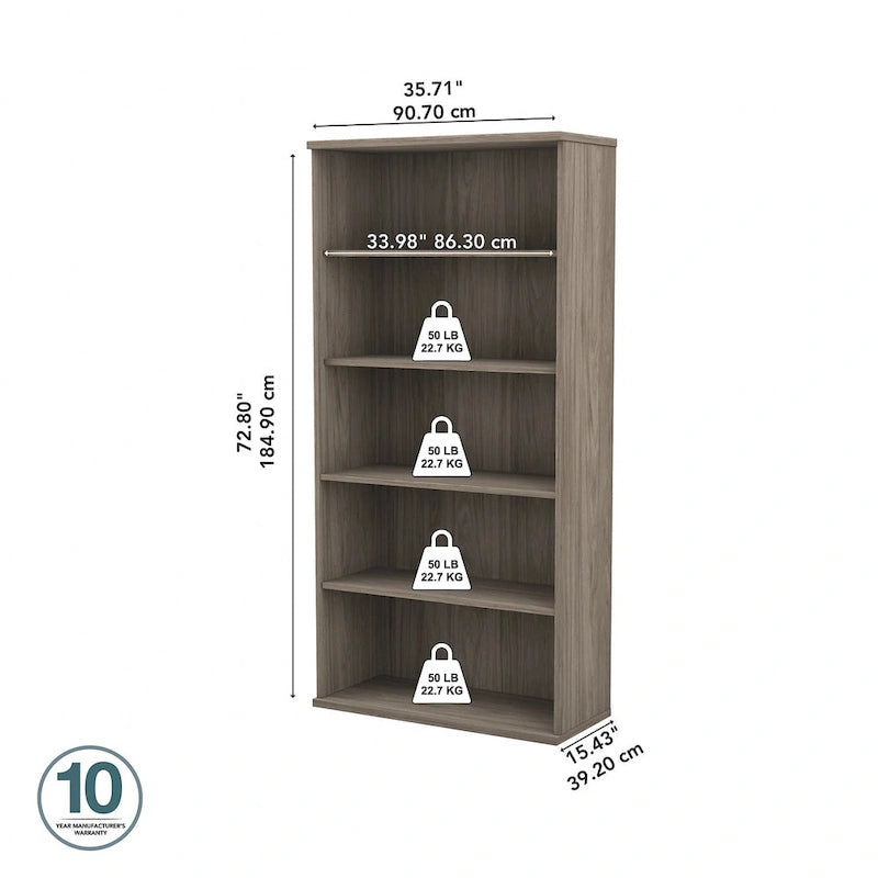 Libreria alta a 5 ripiani con ripiani regolabili per casa e ufficio