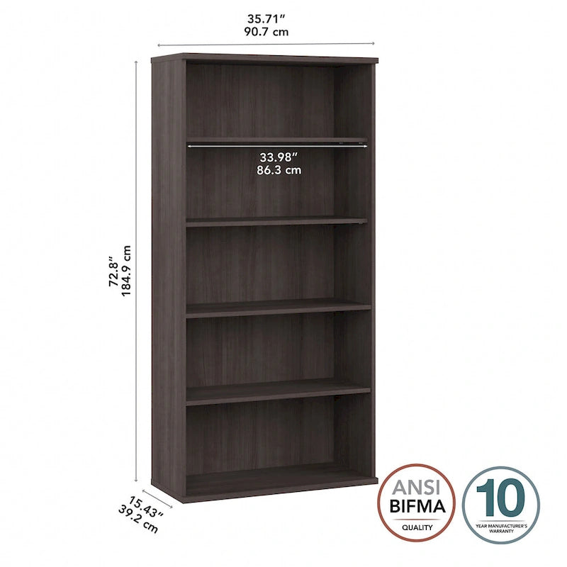 Libreria alta a 5 ripiani con ripiani regolabili per casa e ufficio
