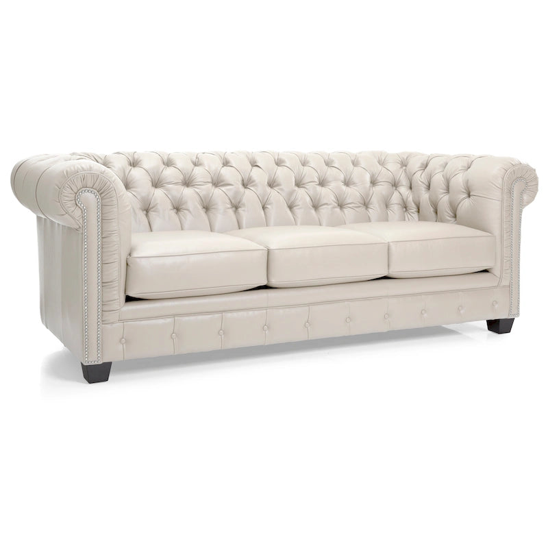 Tufted Top Grain Italian Leather Chesterfield Sofa - 31 H x 86 W x 40 D