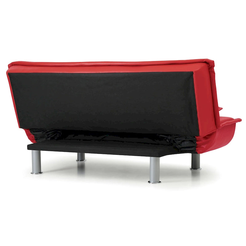 Faux Leather Tufted Sofa Bed with Chrome Legs Modern Living Room