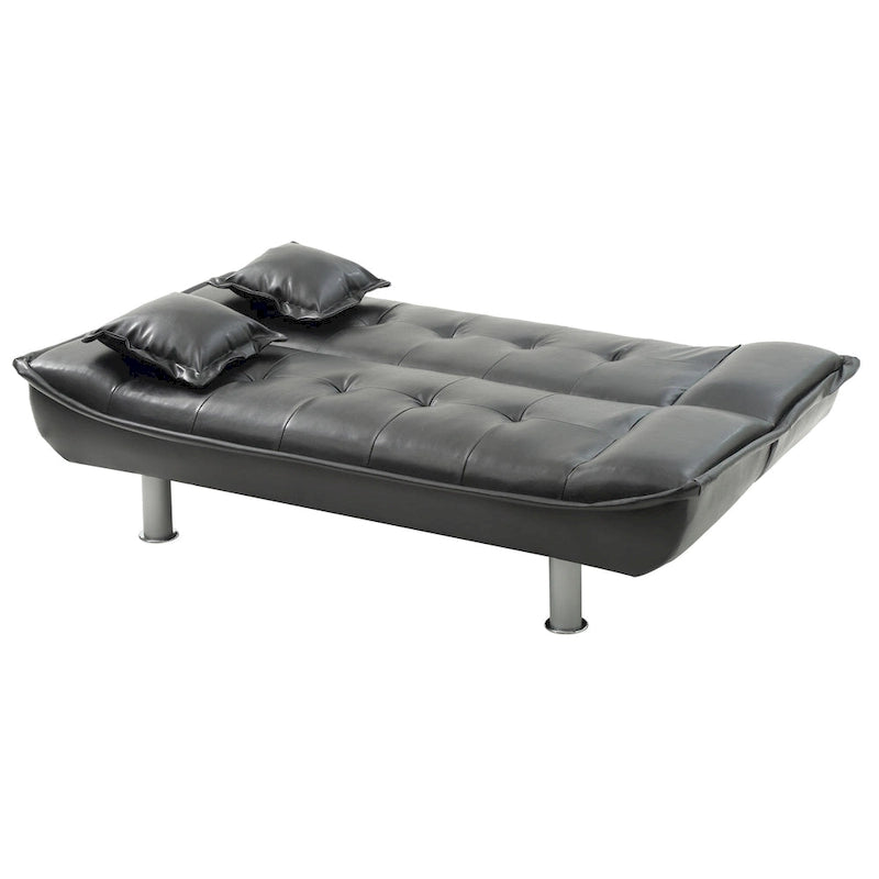 Faux Leather Tufted Sofa Bed with Chrome Legs Modern Living Room