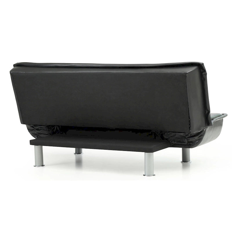 Faux Leather Tufted Sofa Bed with Chrome Legs Modern Living Room