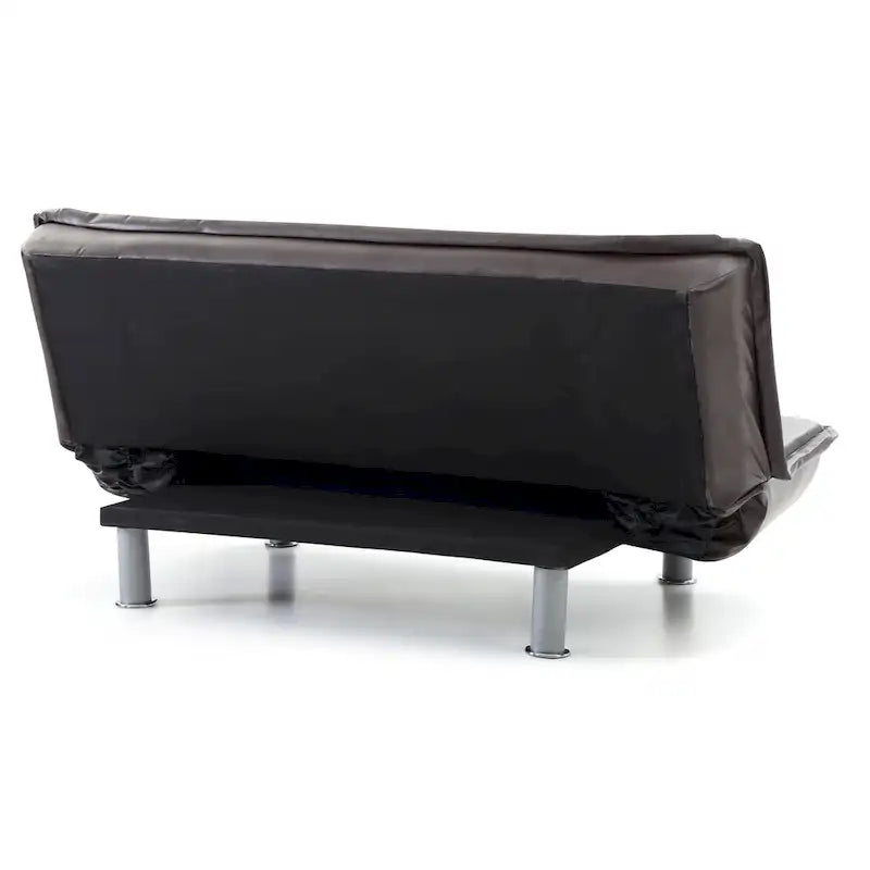 Faux Leather Tufted Sofa Bed with Chrome Legs Modern Living Room