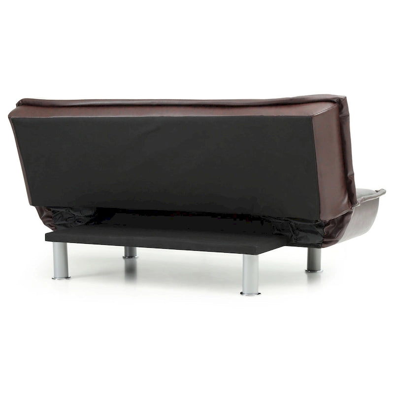 Faux Leather Tufted Sofa Bed with Chrome Legs Modern Living Room