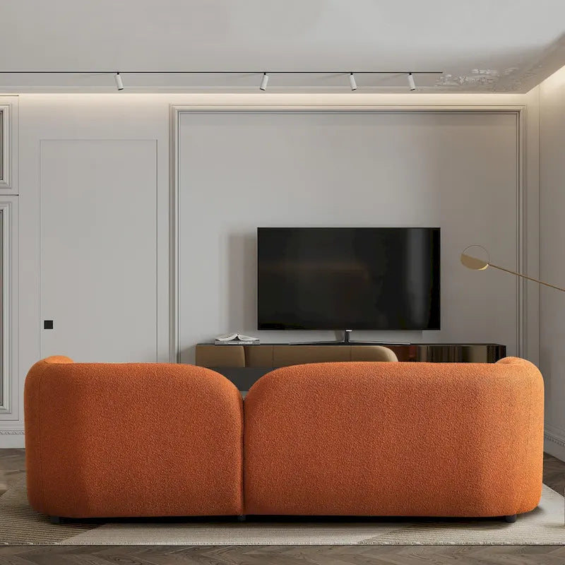 Modern Boucle Fabric Curved Arm Sofa for Living Room