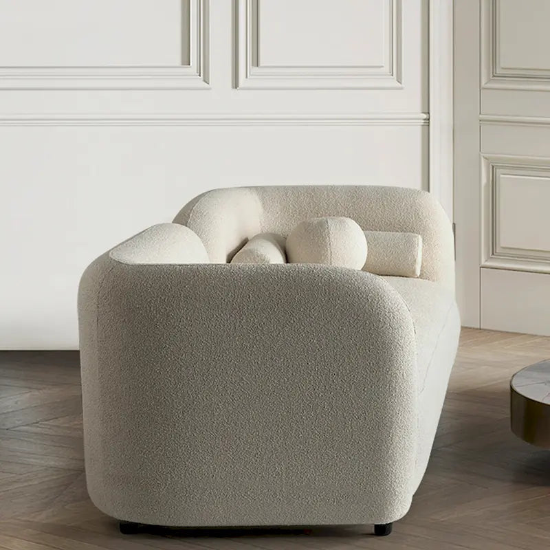 Modern Boucle Fabric Curved Arm Sofa for Living Room