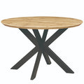 47" Modern Round Wood Dining Table with X-Cross Geometric Metal Base, MDF Top