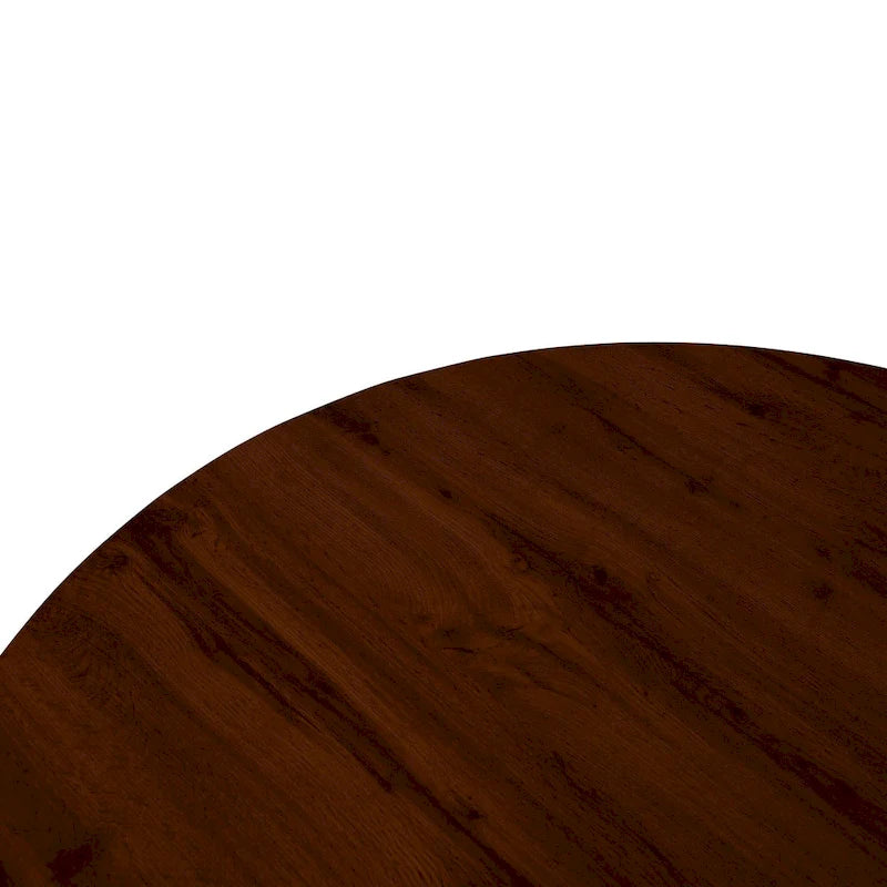 47" Modern Round Wood Dining Table with X-Cross Geometric Metal Base, MDF Top