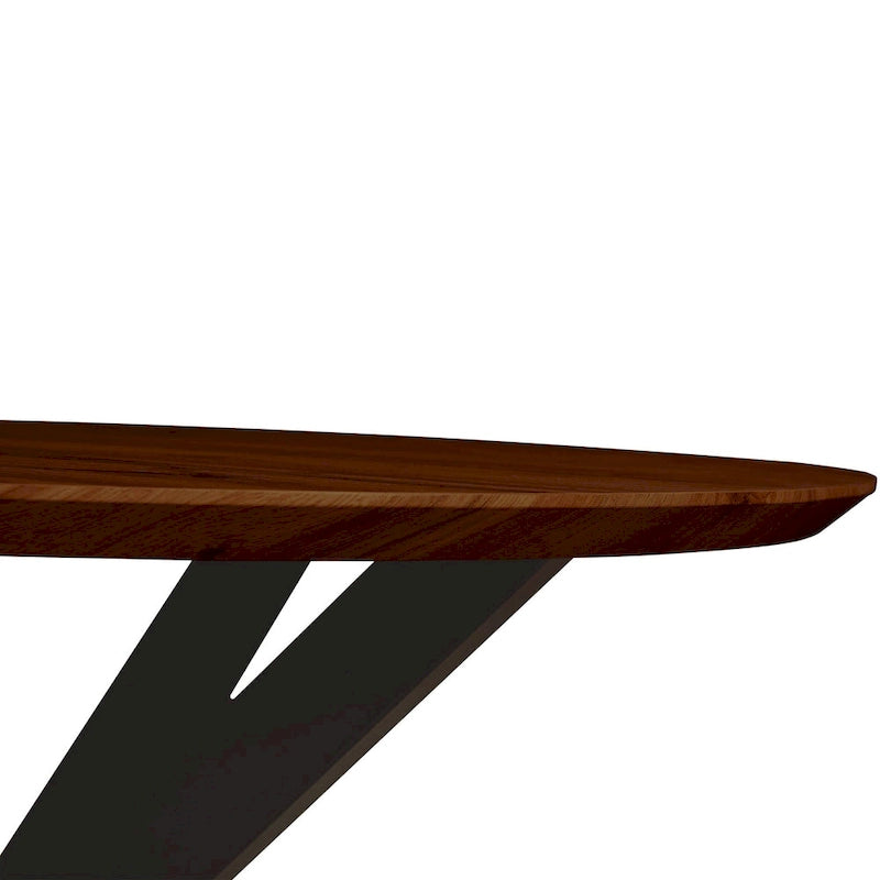 47" Modern Round Wood Dining Table with X-Cross Geometric Metal Base, MDF Top