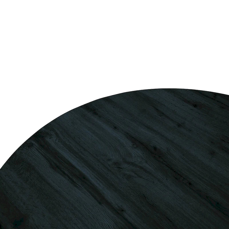 47" Modern Round Wood Dining Table with X-Cross Geometric Metal Base, MDF Top