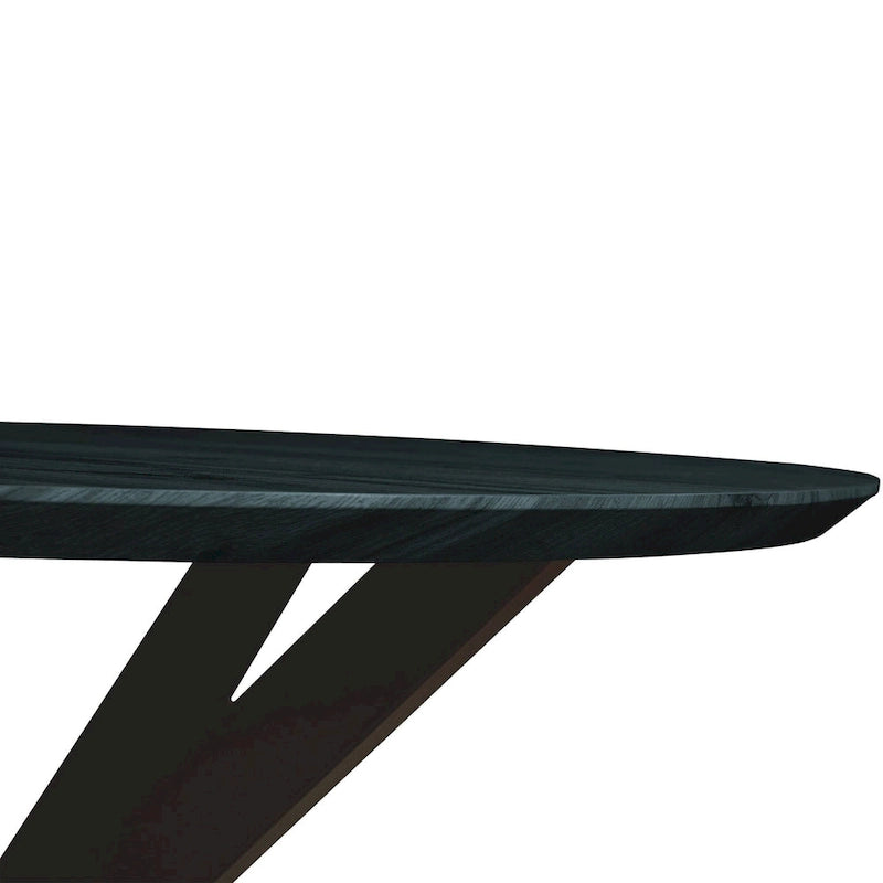 47" Modern Round Wood Dining Table with X-Cross Geometric Metal Base, MDF Top