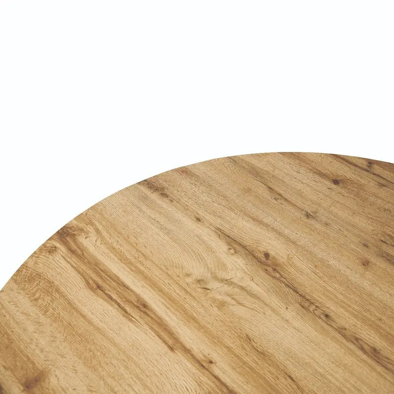 47" Modern Round Wood Dining Table with X-Cross Geometric Metal Base, MDF Top