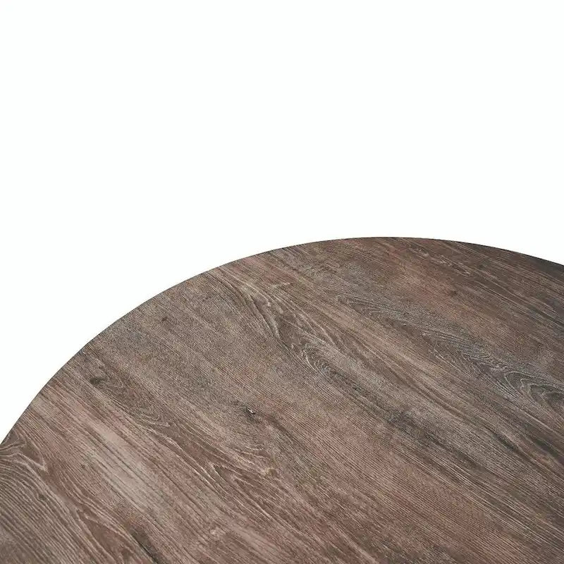 47" Modern Round Wood Dining Table with X-Cross Geometric Metal Base, MDF Top