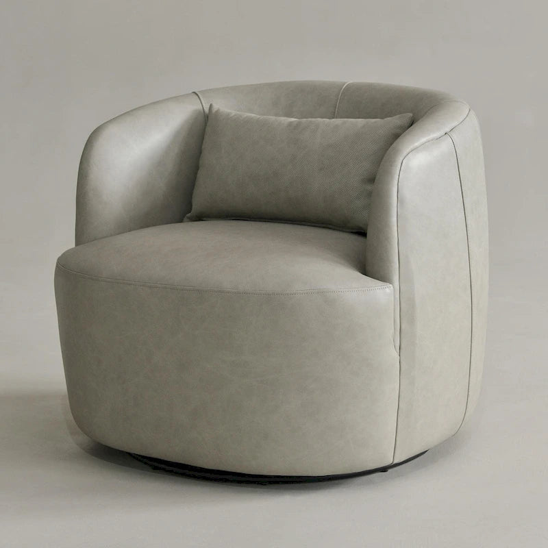 Sillón giratorio moderno de cuero genuino de grano superior con cojín
