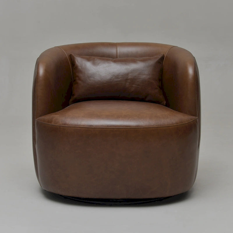 Sillón giratorio moderno de cuero genuino de grano superior con cojín