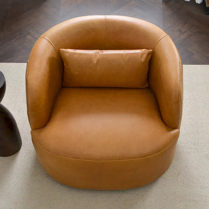 Sillón giratorio moderno de cuero genuino de grano superior con cojín