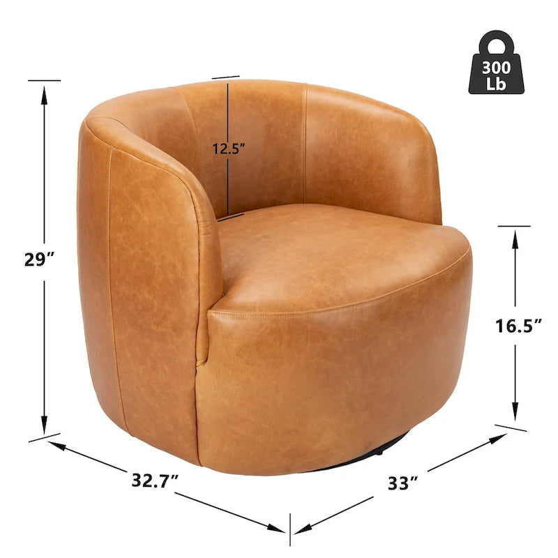 Sillón giratorio moderno de cuero genuino de grano superior con cojín