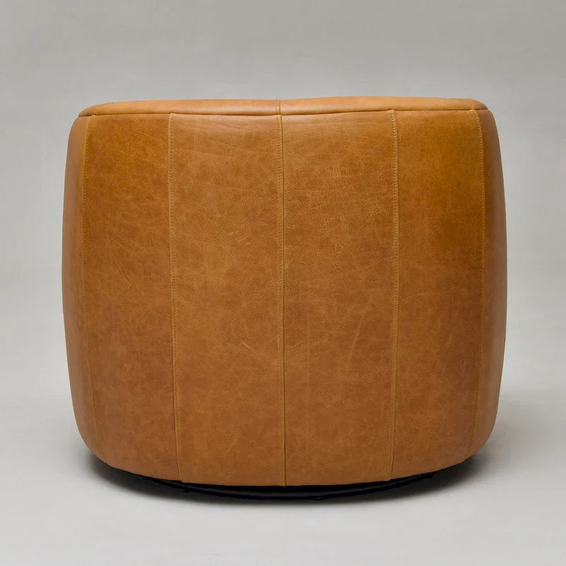 Sillón giratorio moderno de cuero genuino de grano superior con cojín