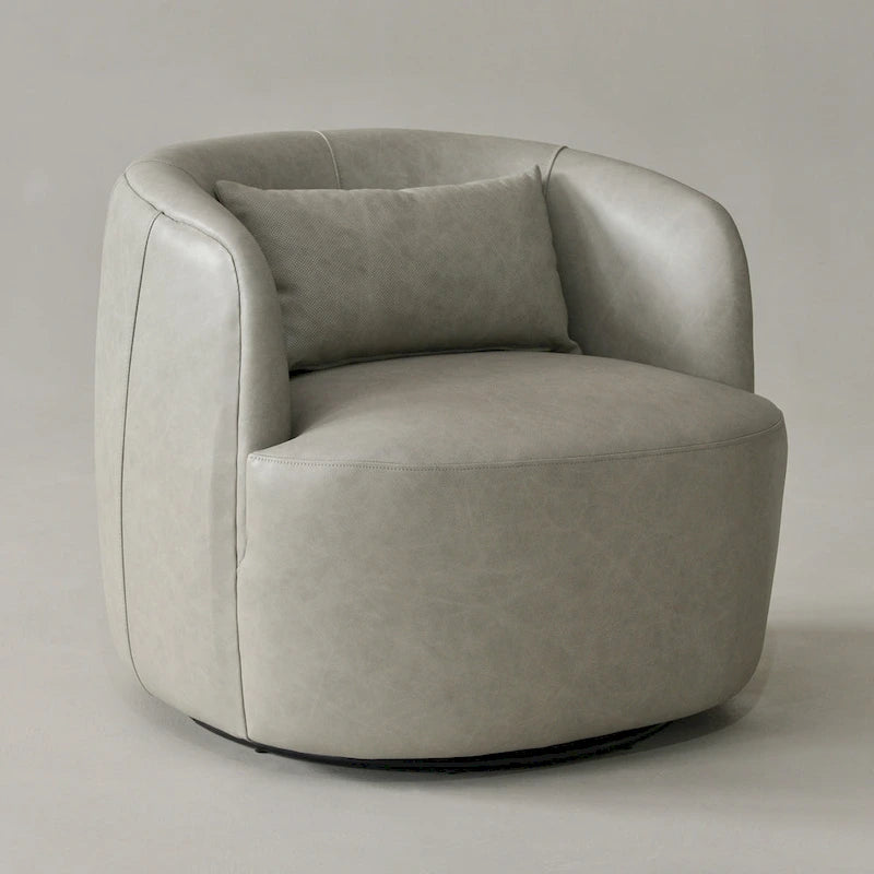 Sillón giratorio moderno de cuero genuino de grano superior con cojín