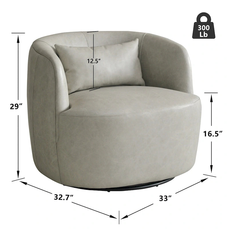 Sillón giratorio moderno de cuero genuino de grano superior con cojín