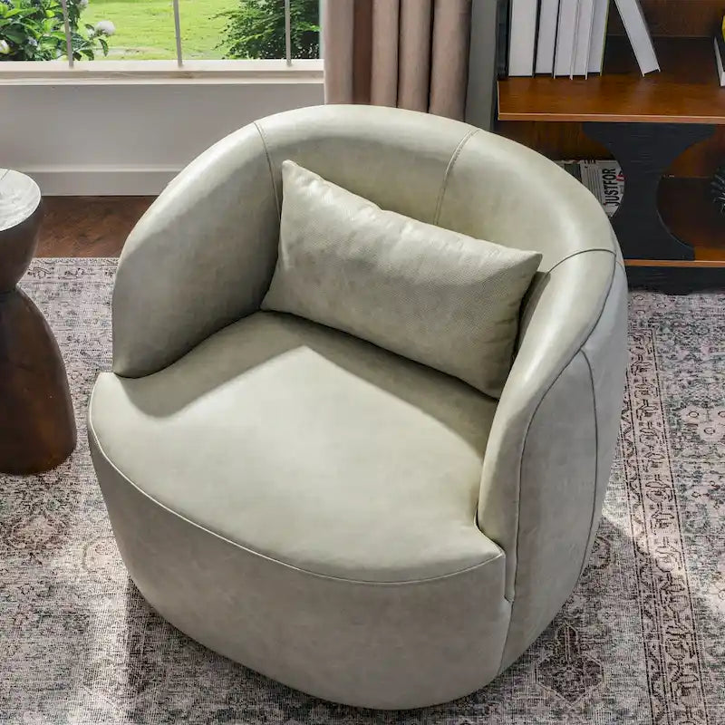 Sillón giratorio moderno de cuero genuino de grano superior con cojín