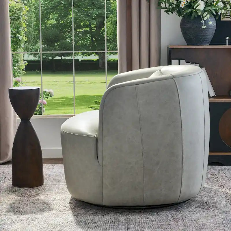 Sillón giratorio moderno de cuero genuino de grano superior con cojín