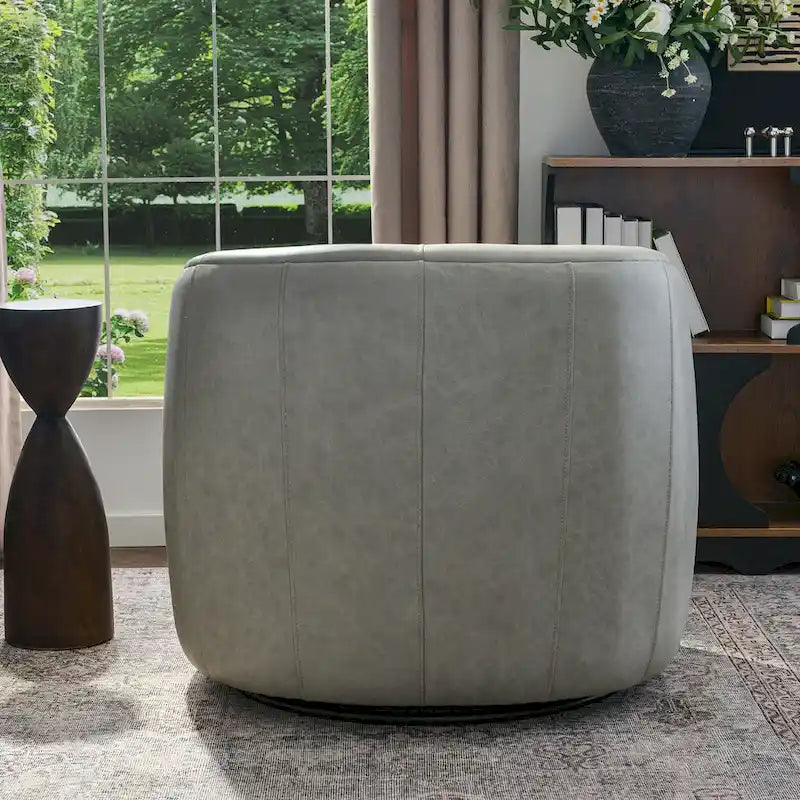Sillón giratorio moderno de cuero genuino de grano superior con cojín