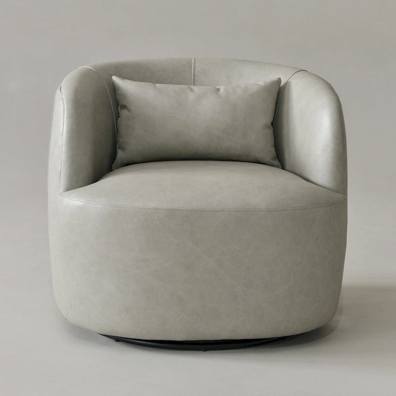 Sillón giratorio moderno de cuero genuino de grano superior con cojín