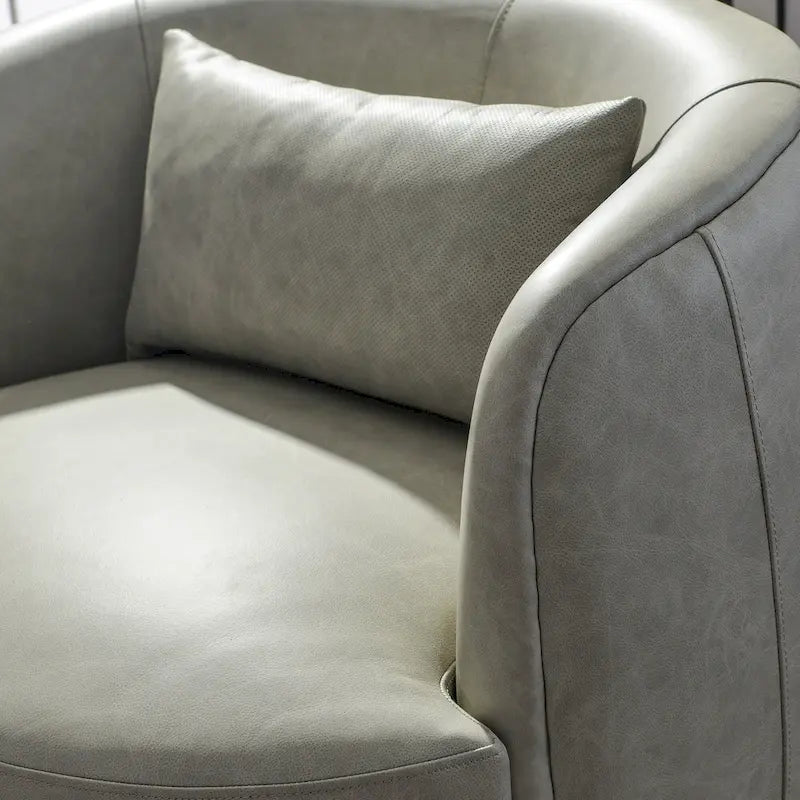 Sillón giratorio moderno de cuero genuino de grano superior con cojín