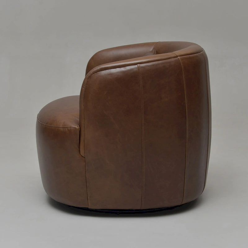 Sillón giratorio moderno de cuero genuino de grano superior con cojín