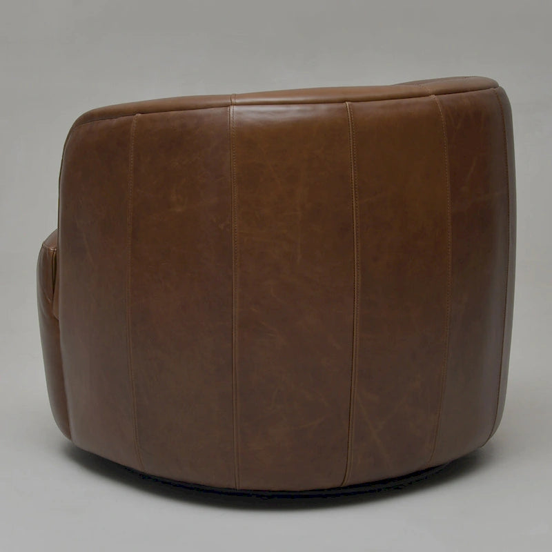 Sillón giratorio moderno de cuero genuino de grano superior con cojín