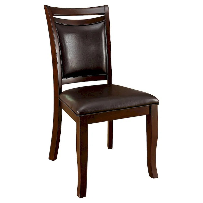 Modern Classic Espresso Leather Dining Chairs (Set of 2)