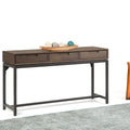 54-Inch Wide Industrial Console Table in Walnut Brown with 3 Drawers