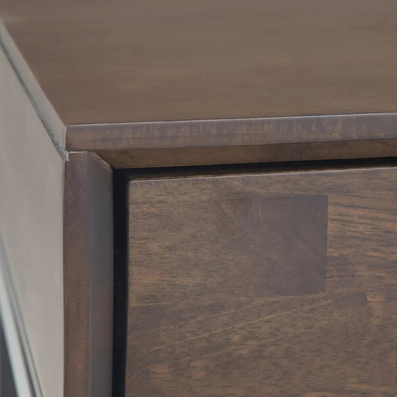 54-Inch Wide Industrial Console Table in Walnut Brown with 3 Drawers