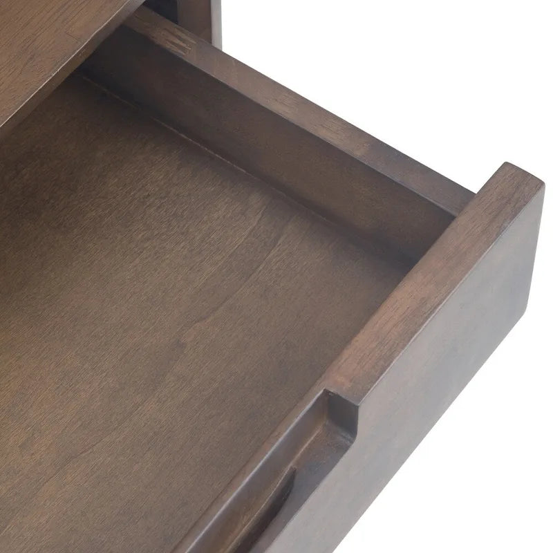 54-Inch Wide Industrial Console Table in Walnut Brown with 3 Drawers
