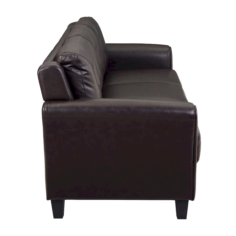 Modern Faux Leather 3-Seat Sofa with High-Density Foam Cushions