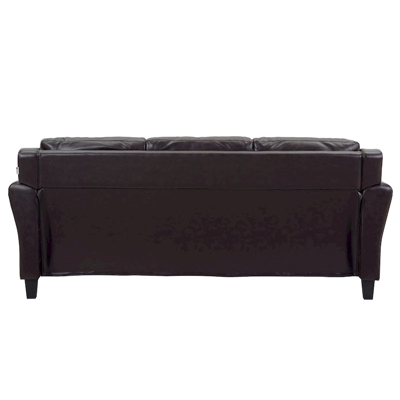 Modern Faux Leather 3-Seat Sofa with High-Density Foam Cushions