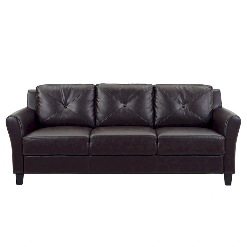 Modern Faux Leather 3-Seat Sofa with High-Density Foam Cushions
