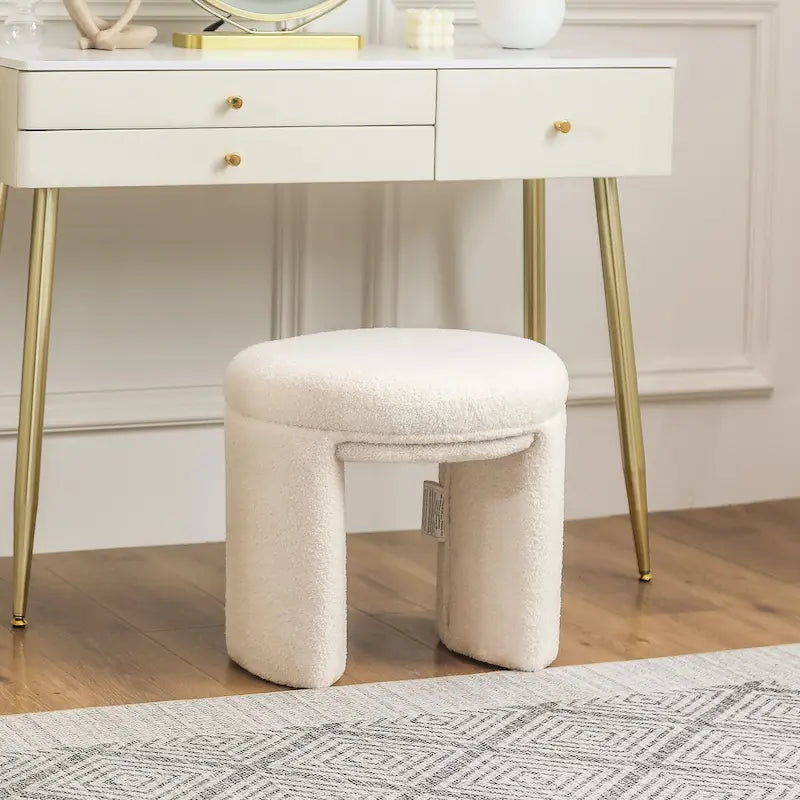 Ottoman Small Teddy Low Round Foot Stool Vanity Seat Modern Style