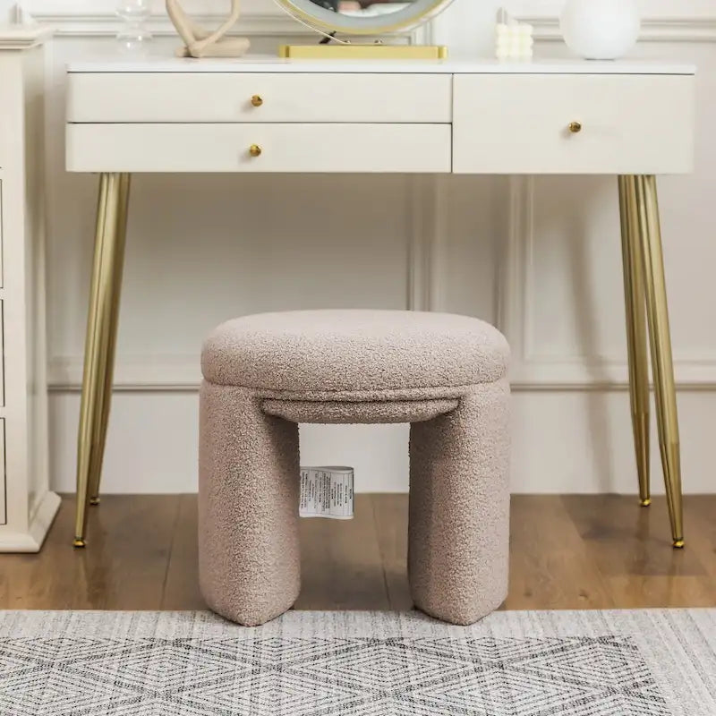 Ottoman Small Teddy Low Round Foot Stool Vanity Seat Modern Style