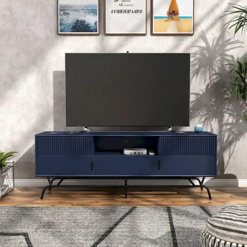 Modern 60-Inch 3-Drawer Media Cabinet TV Stand with Cable Management