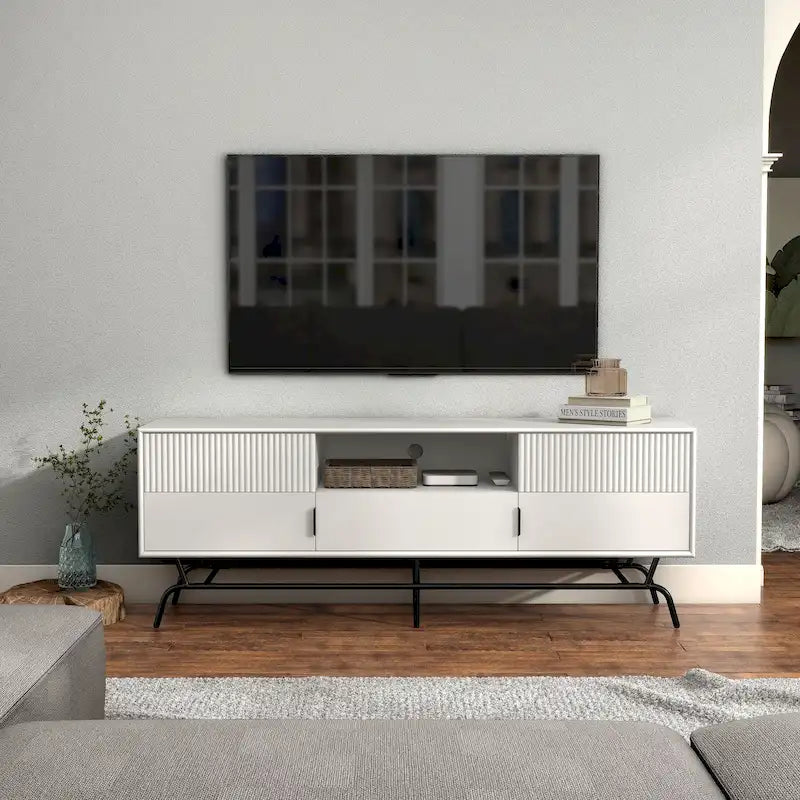 Modern 60-Inch 3-Drawer Media Cabinet TV Stand with Cable Management