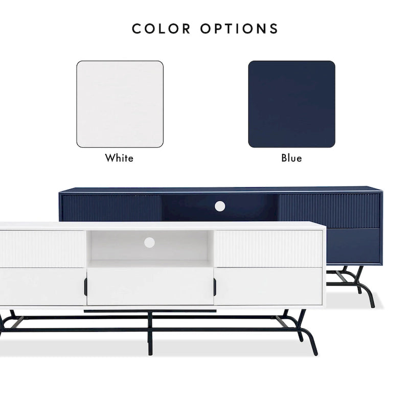 Modern 60-Inch 3-Drawer Media Cabinet TV Stand with Cable Management