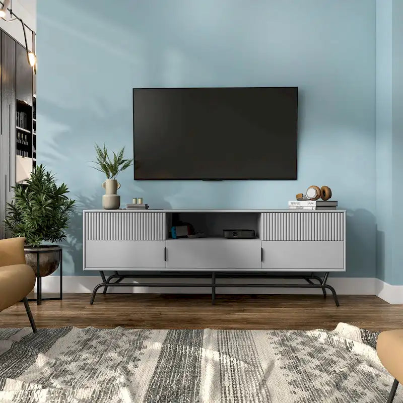 Modern 60-Inch 3-Drawer Media Cabinet TV Stand with Cable Management
